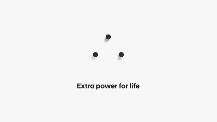 아이오닉 5의 티저 필름, 3개의 점이 삼각형을 이룬 모습 Extra power for life