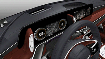 G90의 계기판과 운전석의 디지털 디자인 과정을 보여주는 GIF