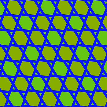 Gen Z Style의 비주얼 조합으로 파란색과 연두색, 풀색이 조화를 이루는 기울어진 육각형 양식의 사진