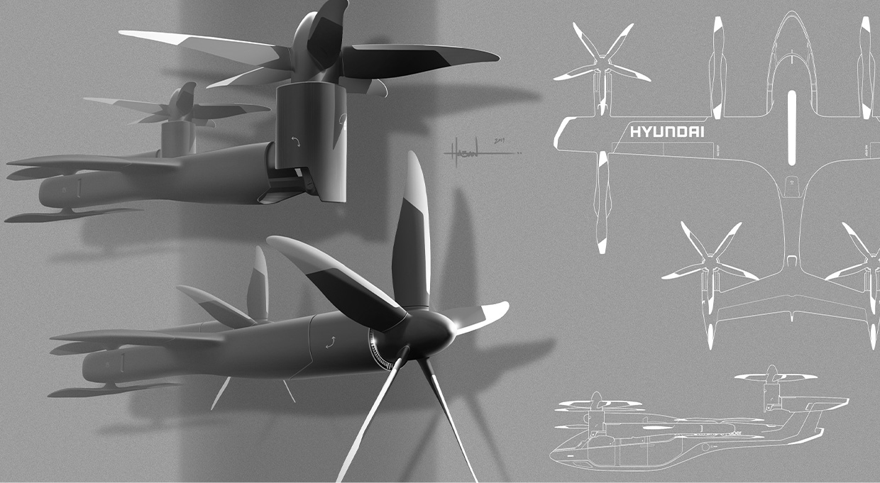 현대차그룹 UAM 콘셉트 모델의 스케치