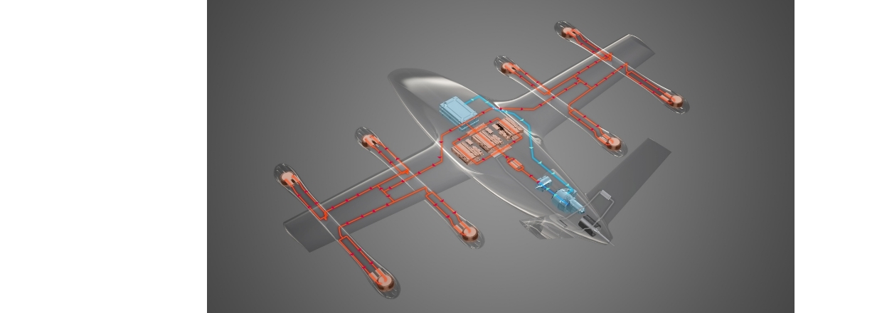 전동화 항공 모빌리티의 추진 시스템의 구조를 강조한 사진