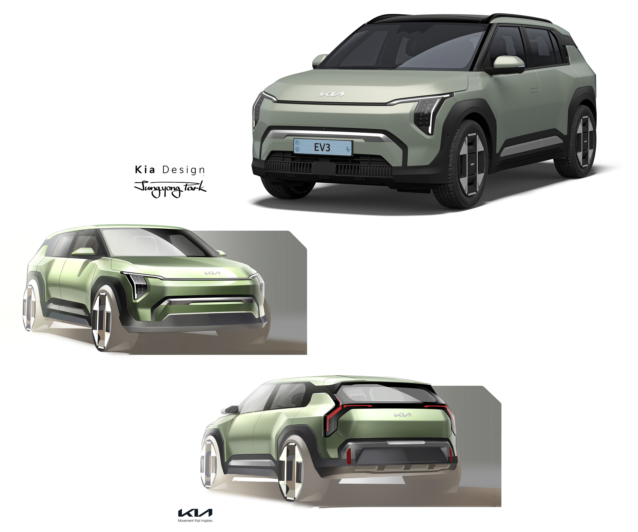 기아 EV3의 스케치 디자인 모습