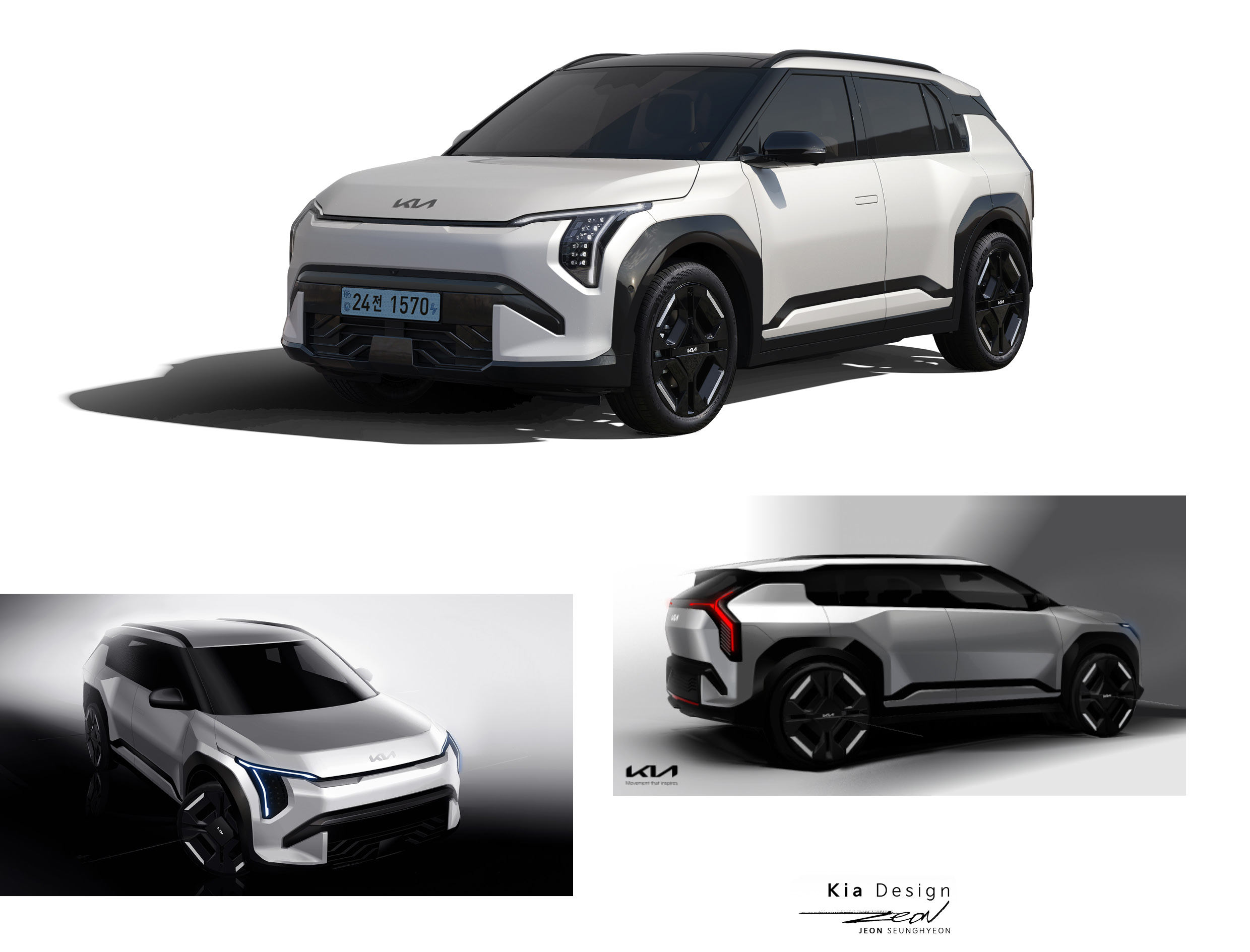 기아 EV3 GT 라인의 스케치 디자인 모습