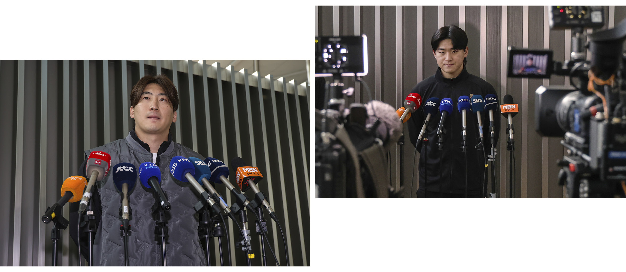 인터뷰를 진행하는 기아타이거즈 선수의 모습