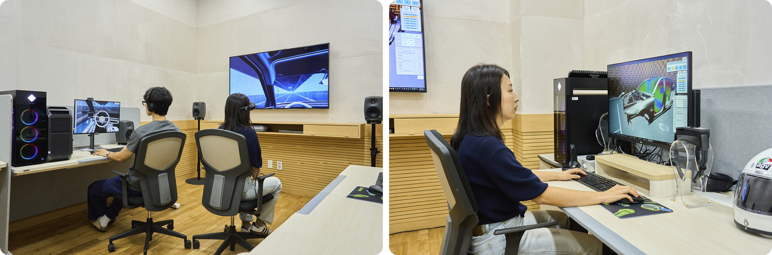 가상환경 평가실에서 VR 시험을 하는 모습