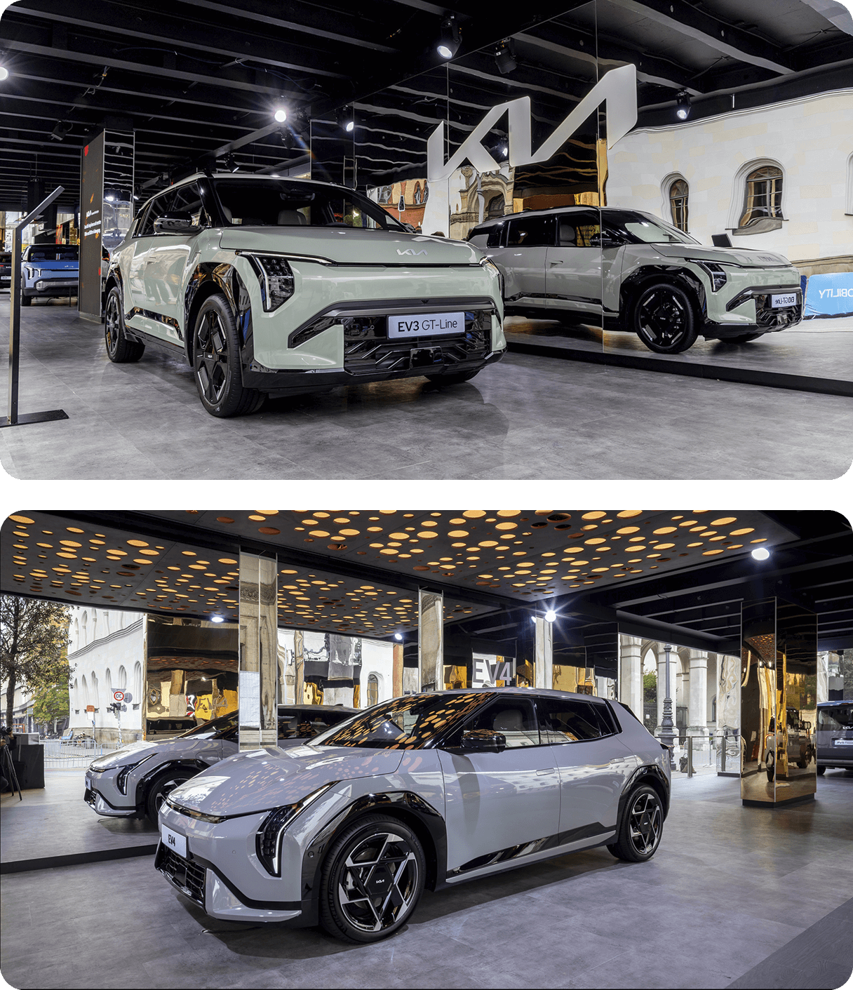 기아 iaa 전시관에 있는 EV3 및 EV4의 모습